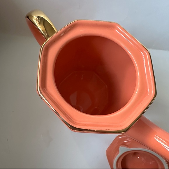 Gracie’s Teaware Ceramic Teapot 32 Oz Peach/Gold NWOT - Picture 3 of 8